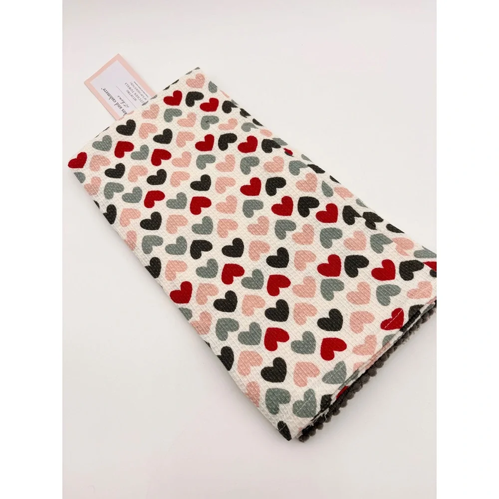 Cupcakes and Cashmere Set of 2 Kitchen Towels Embroidered Hearts Tree Valentines